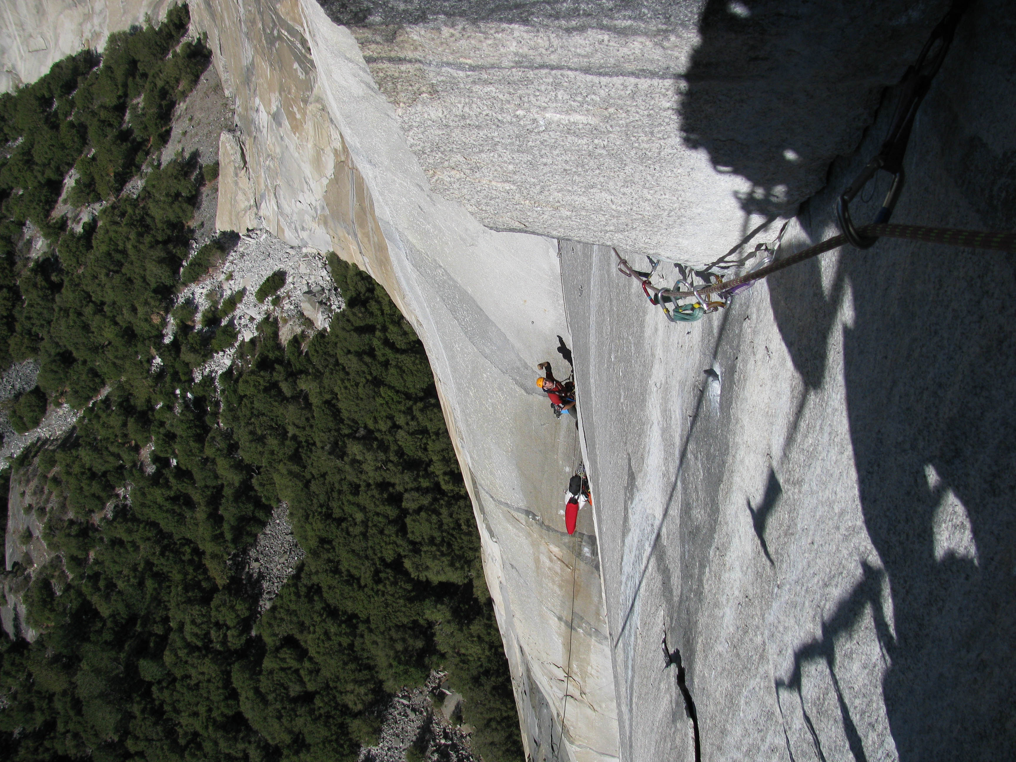 looking back to the belay from the middle of the nipple